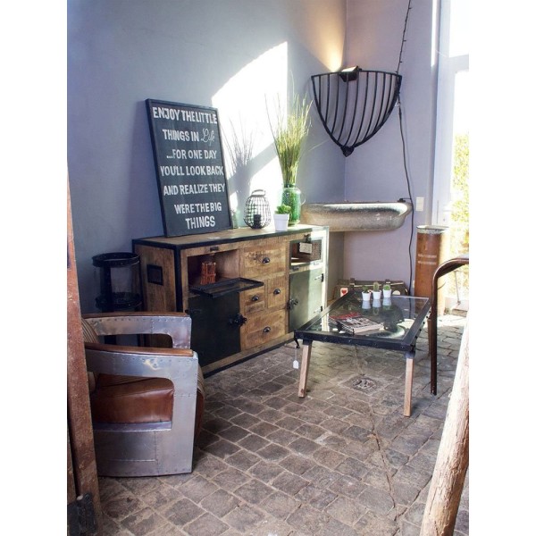 Industrieel dressoir met deuren carbonafwerking