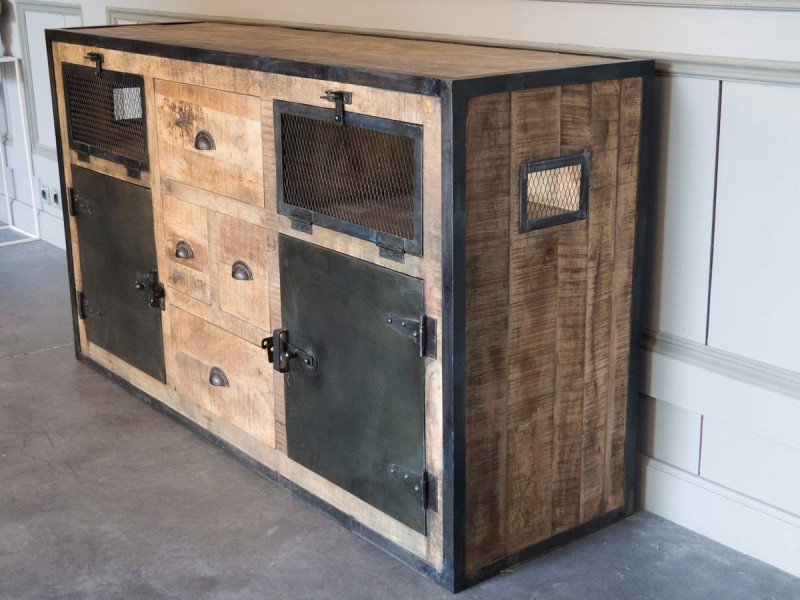 Industrieel dressoir met deuren carbonafwerking