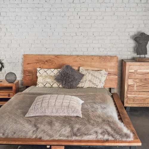Tweepersoonsbed "Urban Jungle" in acacia