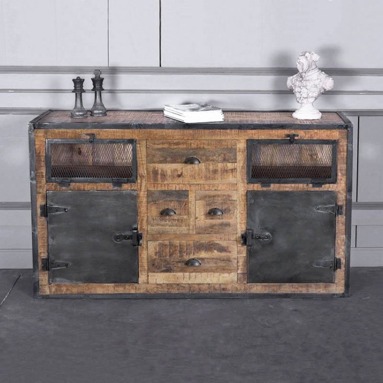 Industrieel dressoir met deuren carbonafwerking