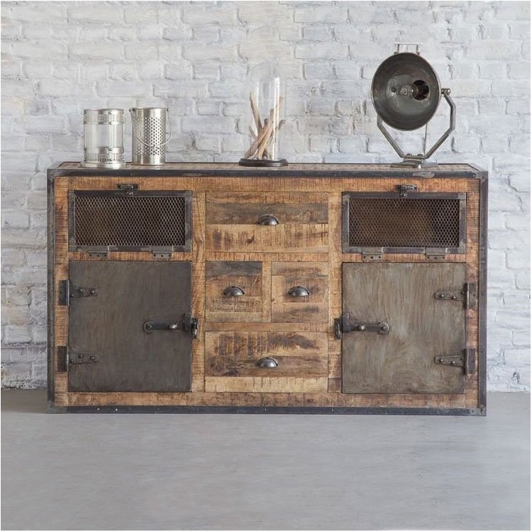 Industrieel dressoir met deuren antieke afwerking