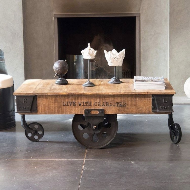 Lage industriële tafel zwarte afwerking
