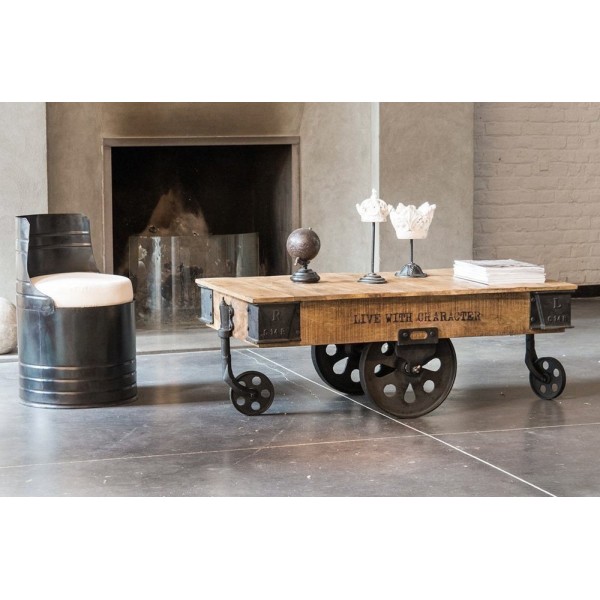 Lage industriële tafel zwarte afwerking