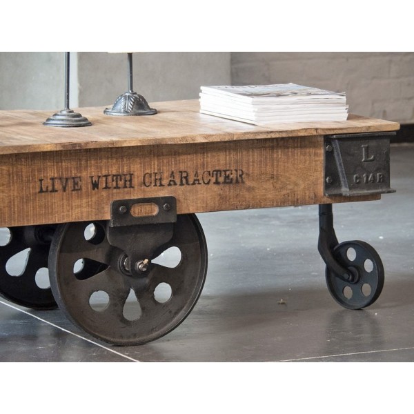 Lage industriële tafel zwarte afwerking