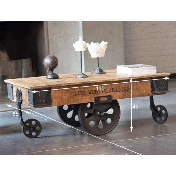 Lage industriële tafel zwarte afwerking