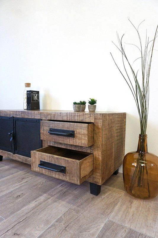TV meubel hout en metaal BROOKLYN 115 cm