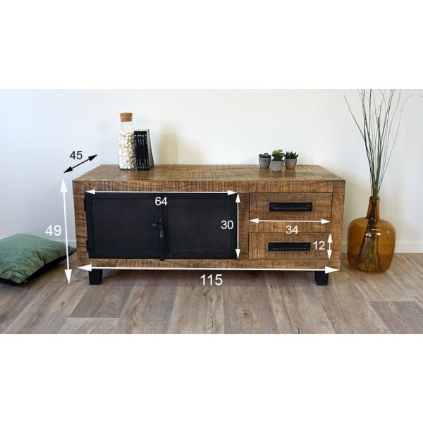 TV meubel hout en metaal BROOKLYN 115 cm