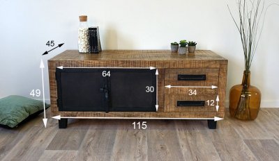TV meubel hout en metaal BROOKLYN 115 cm