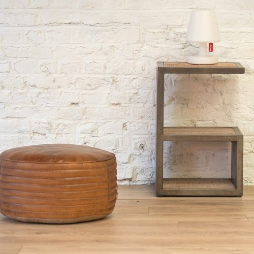 Pouf rond en cuir Savoy