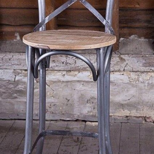Bistro hoge stoel hout en metaal