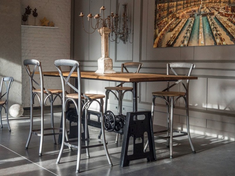 Bistro hoge stoel hout en metaal