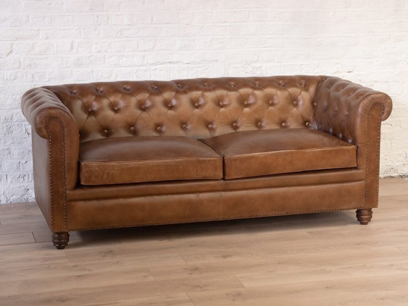 3-zits Chesterfield lederen bank