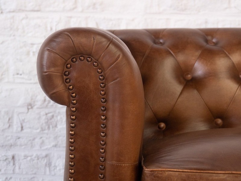 3-zits Chesterfield lederen bank