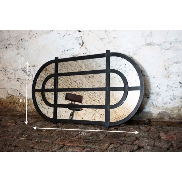Industriële ovale spiegel 120 x 60 cm