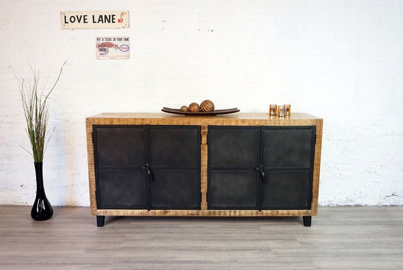 Groot industrieel hout en metalen buffet Brooklyn