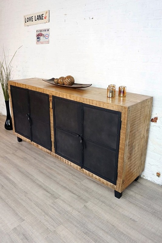 Groot industrieel hout en metalen buffet Brooklyn