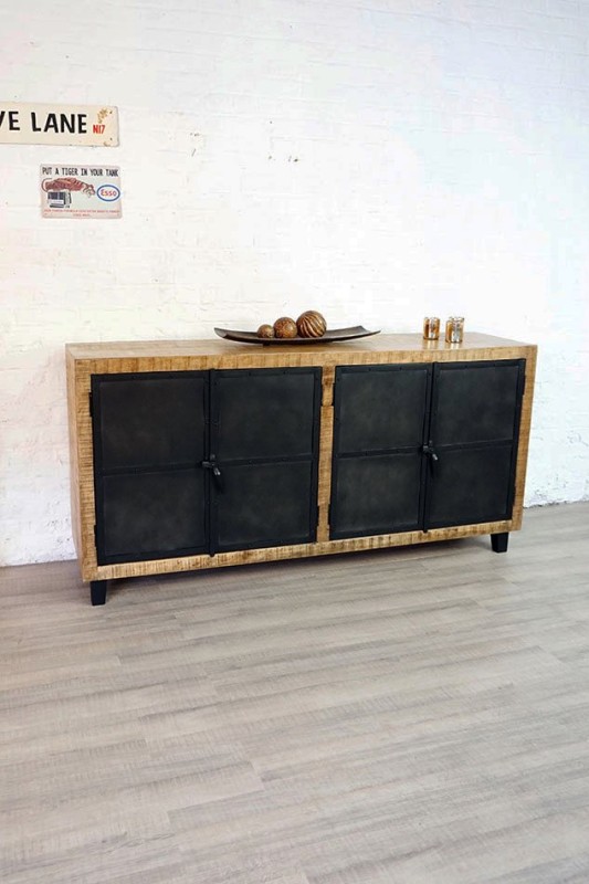 Groot industrieel hout en metalen buffet Brooklyn