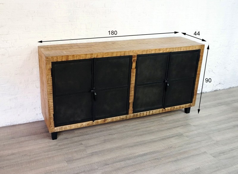 Groot industrieel hout en metalen buffet Brooklyn