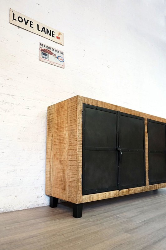 Groot industrieel hout en metalen buffet Brooklyn