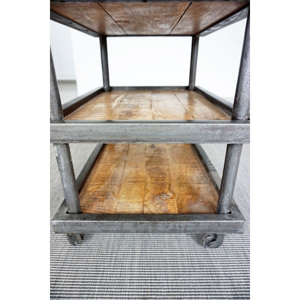 Industriële serveertafel met 3 draagvlakken
