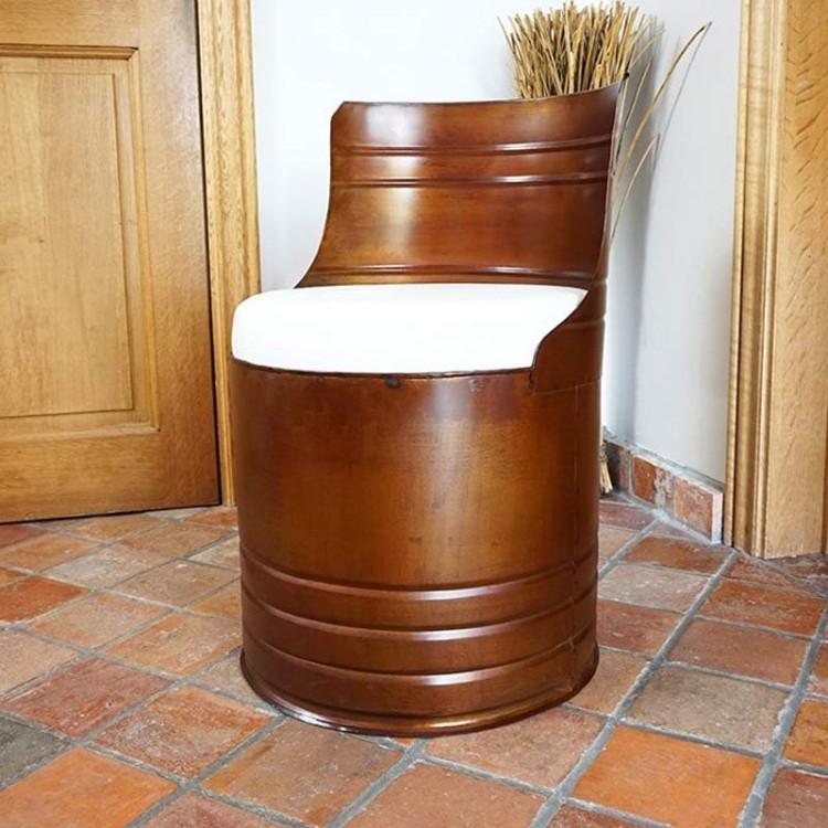 Industriële olievat fauteuil brons