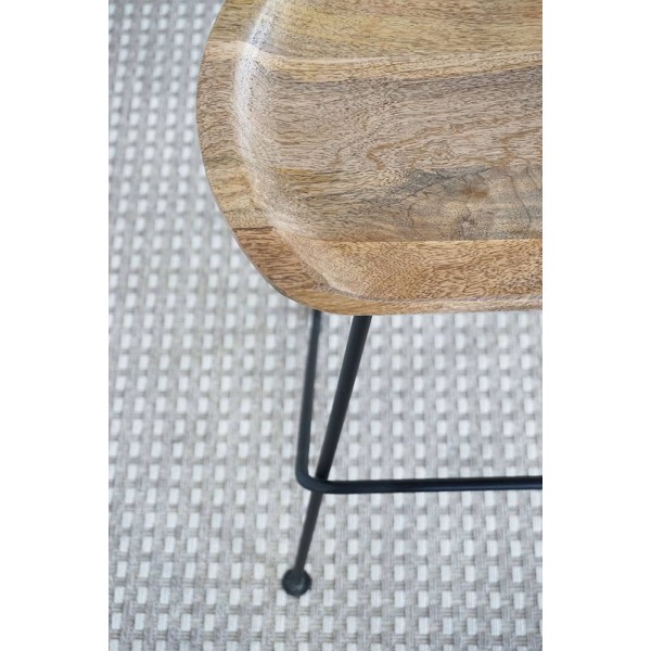 Hoge kruk in staal en hout