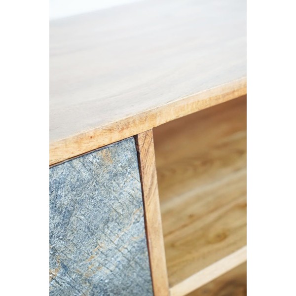 Table basse en bois d'acacia et tiroir en pierre - Florence