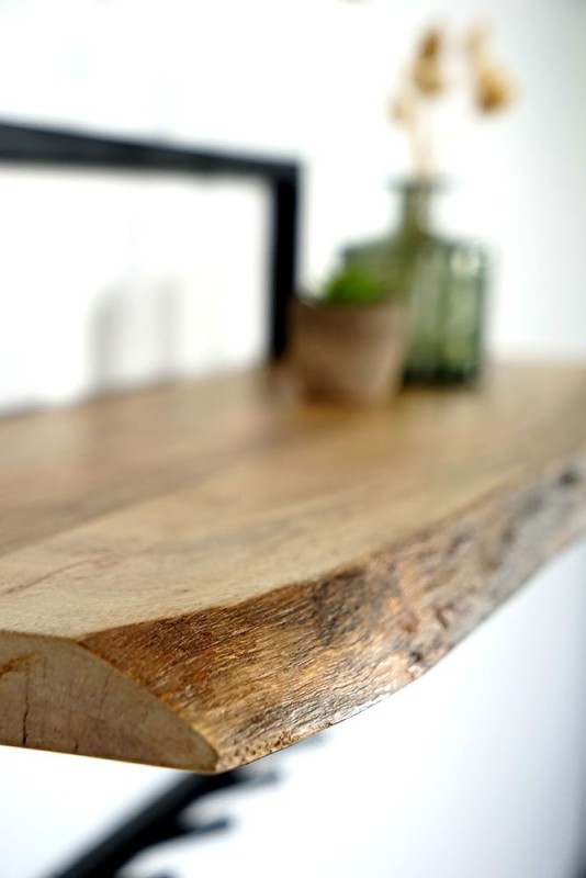 Industriële kapstok, massief hout en metaal 7 haken