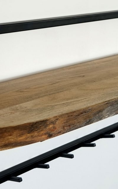 Table basse en bois d'acacia et tiroir en pierre - Florence