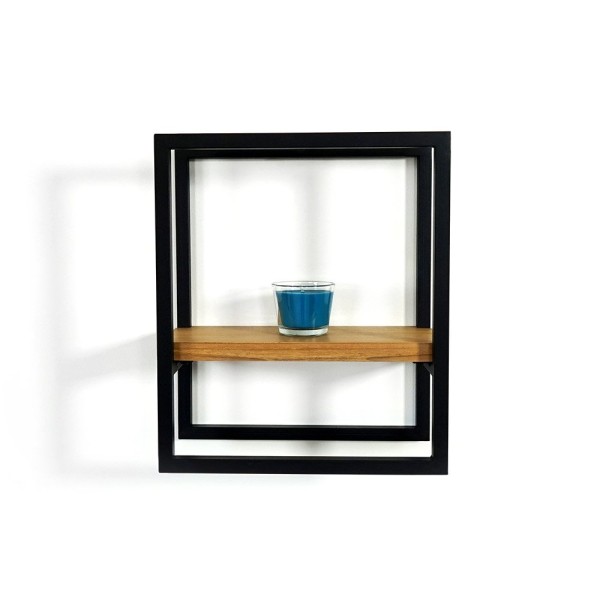 Set van 2 rechthoekige houten en metalen wandplanken - Strip