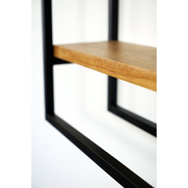 Set van 2 rechthoekige houten en metalen wandplanken - Strip