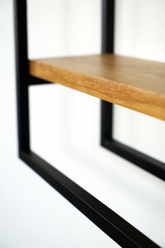 Set van 2 rechthoekige houten en metalen wandplanken - Strip