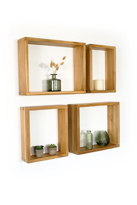Teakhouten wandplank 40 x 35 cm