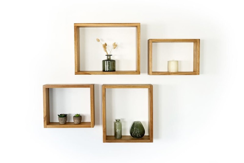 Teakhouten wandplank 40 x 35 cm