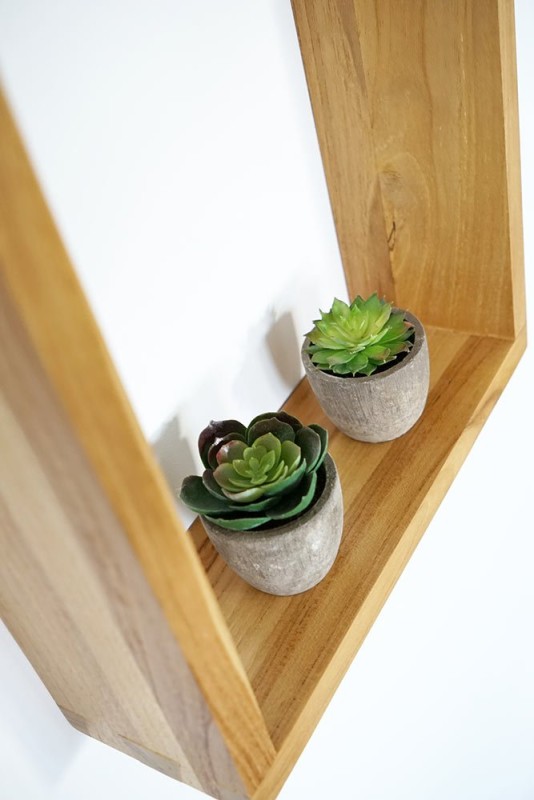 Teakhouten wandplank 30 x 35 cm