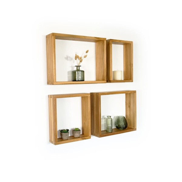 Teakhouten wandplank 30 x 35 cm