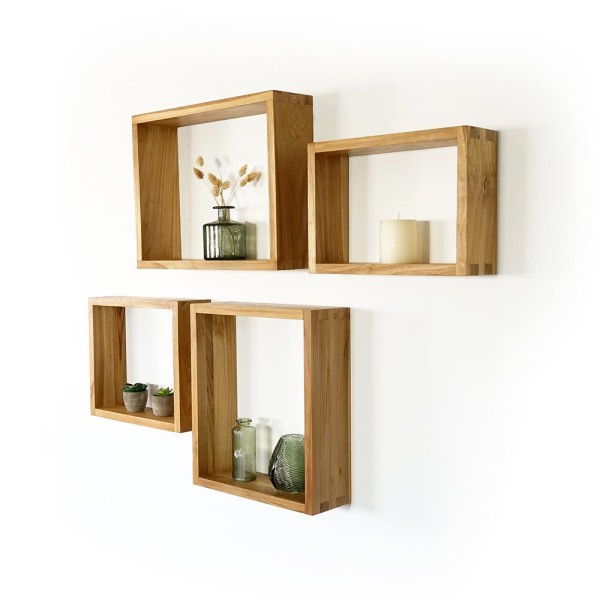 Teakhouten wandplank 30 x 35 cm