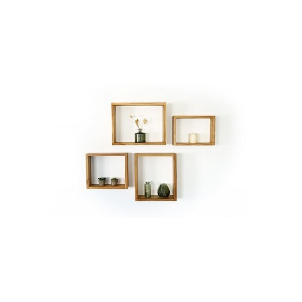 Set van 4 teakhouten wandplanken