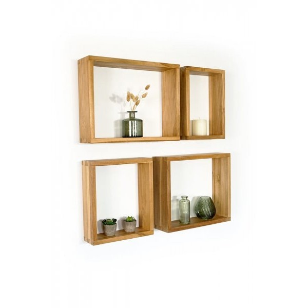 Set van 4 teakhouten wandplanken