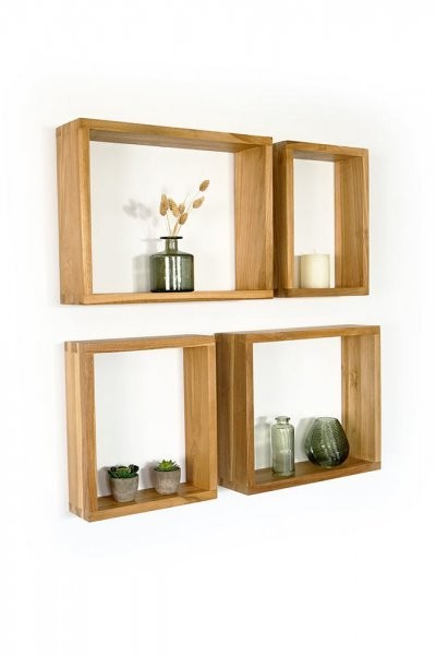 Set van 4 teakhouten wandplanken