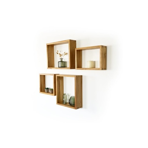 Set van 4 teakhouten wandplanken