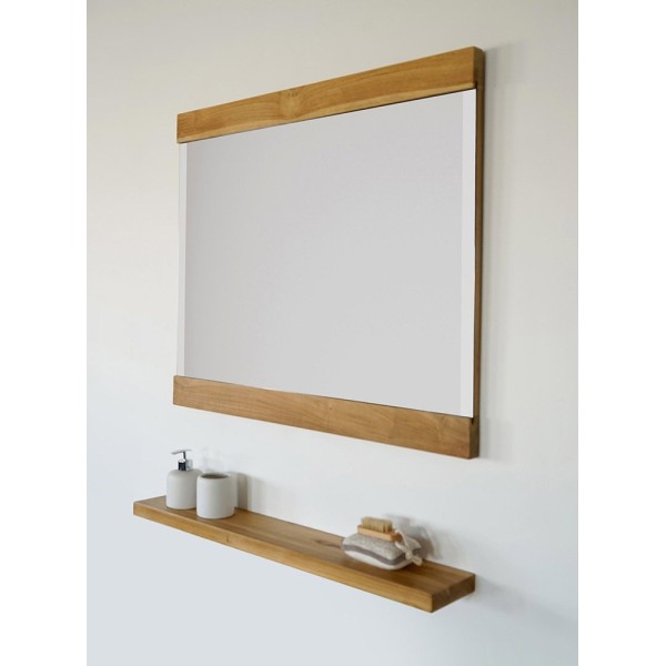 Miroir rectangulaire 80 cm double cadre en bois