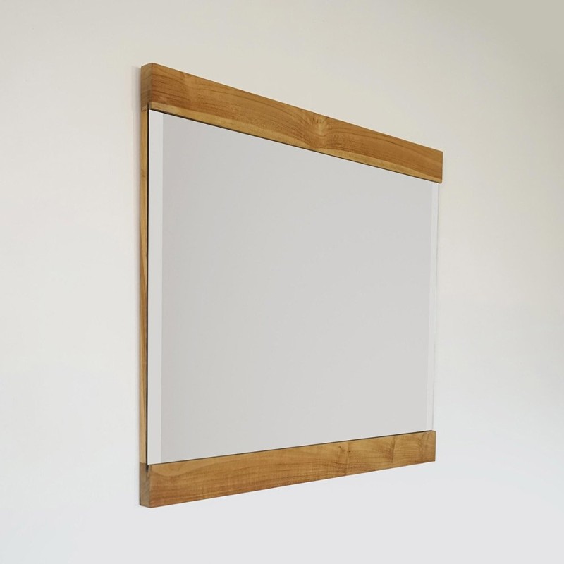 Rechthoekige spiegel 80 cm met dubbel houten frame