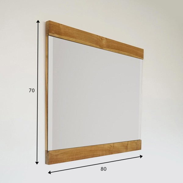 Miroir rectangulaire 80 cm double cadre en bois