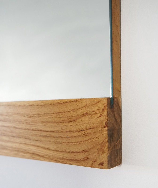 Rechthoekige spiegel 80 cm met dubbel houten frame