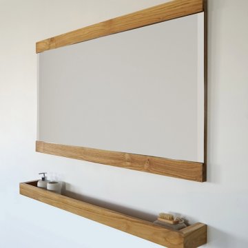 Rechthoekige spiegel 140 cm met dubbel houten frame