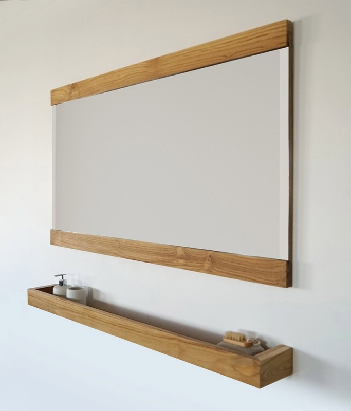 Rechthoekige spiegel 140 cm met dubbel houten frame