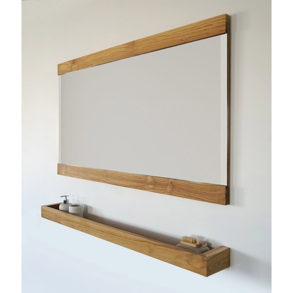 Rechthoekige spiegel 120 cm met dubbel houten frame