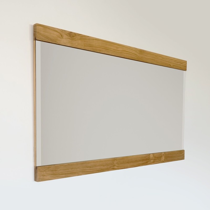 Rechthoekige spiegel 120 cm met dubbel houten frame