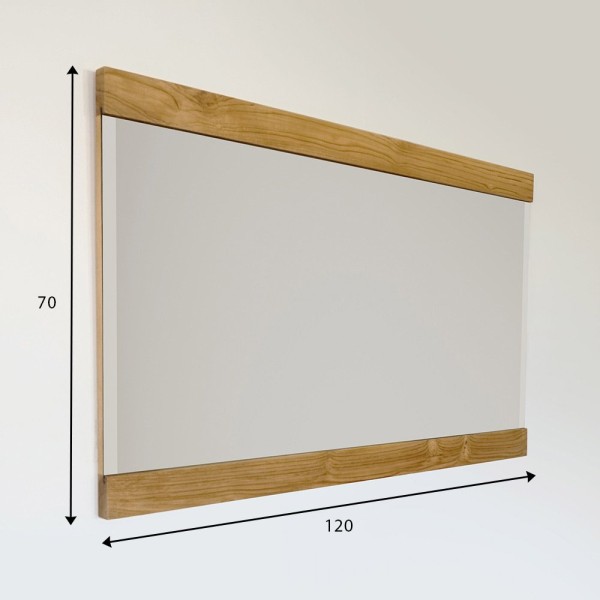 Rechthoekige spiegel 120 cm met dubbel houten frame